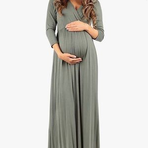 Mother Bee Maternity Dress 3/4 sleeve/Maxi
